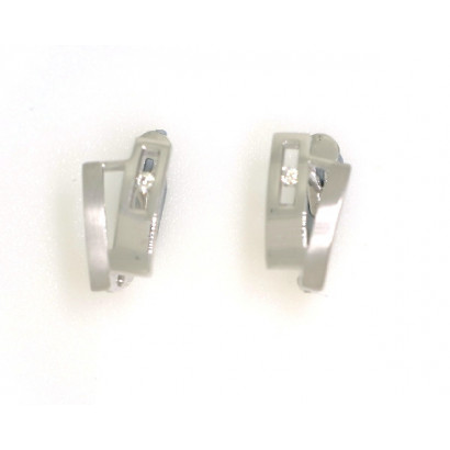 Pendientes oro blanco mate-pulido 2brillantes  - BR1303P