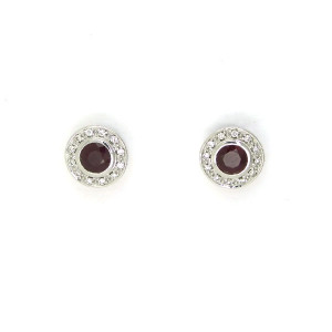 Pendientes oro blanco roseton bri-0.09k y rubi - 373922