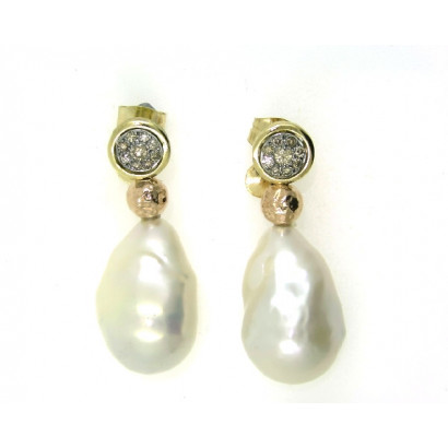 Arracades or groc brill.fancy perla barroca - P-21546