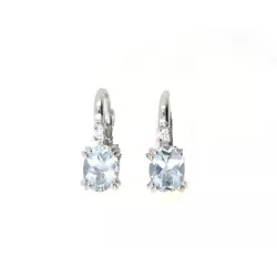 Pendientes oro blanco 18k brillantes aguamarina - H322-EBAG