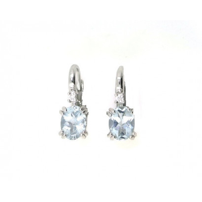 Arracades or blanc 18k brillants aiguamarina - H322-EBAG