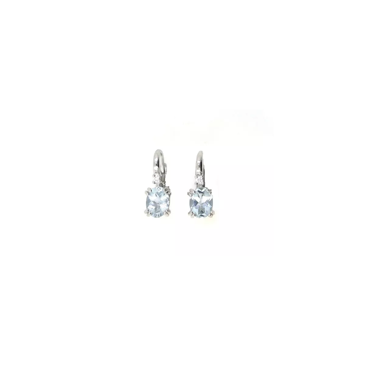 Pendientes oro blanco 18k brillantes aguamarina - H322-EBAG