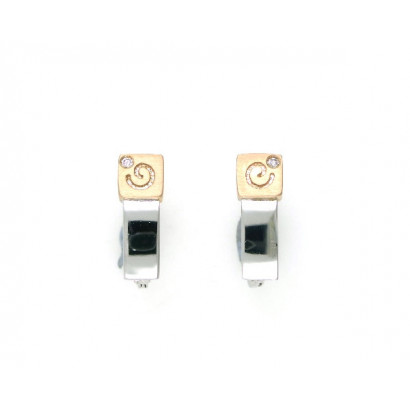 Pendientes oro blanco-rosa 18k 2bri.cierre catalan - BR1782P