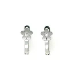 Pendientes oro blanco 18k flor 2bri.cierre catalan - AR0192