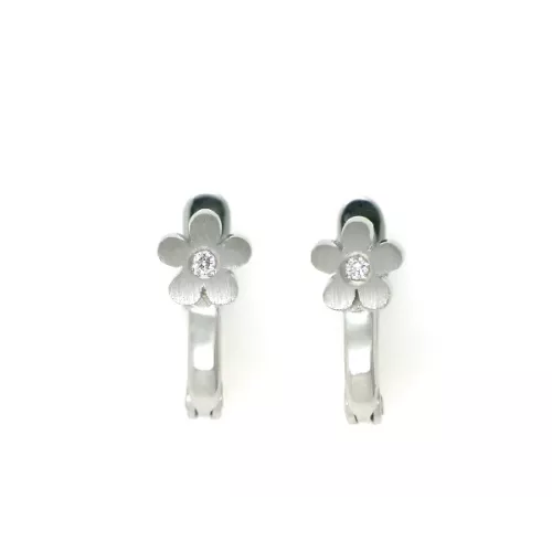 Pendientes oro blanco 18k flor 2bri.cierre catalan - AR0192