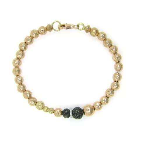 Polsera or groc brillants i brillants negres - PU-40915B
