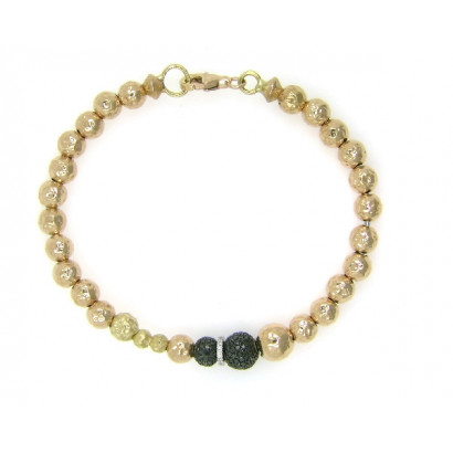 Polsera or groc brillants i brillants negres - PU-40915B
