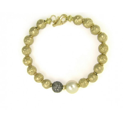 Polsera or groc brillants brown perla australiana - PU-40582