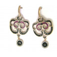 Pendientes plata rodio rosa circon color - PL5172-ERN