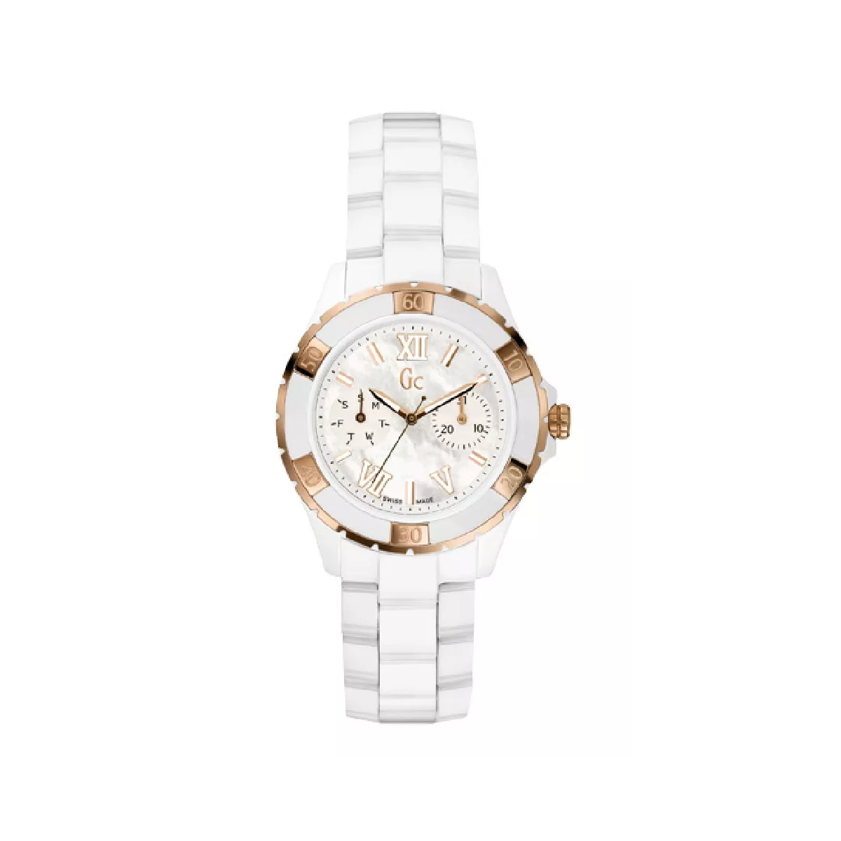 Reloj gc swiss señora cobre ceramica blanca - X69003L1S