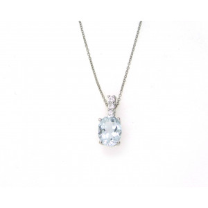 Colgante oro blanco 18k brillantes aguamarina - 03-185981