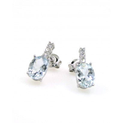 Pendientes oro blanco 18k brillantes aguamarina - 02-183924