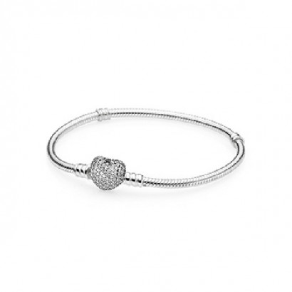 Pulsera plata corazon circon medida 21cm - 590727CZ