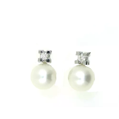 Arracades or blanc 18klts perla-brillant - BR1752P