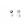 Pendientes oro blanco 18kltes brillante-perla - BR1818P