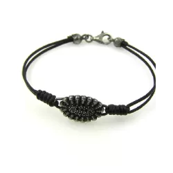 Pulsera Platadepalo plata circon cuero - C23D