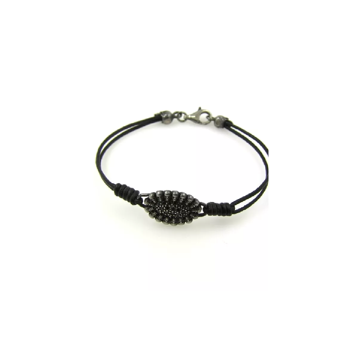 Pulsera Platadepalo plata circon cuero - C23D