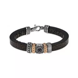 Pulsera Platadepalo plata bronce cuero - CB125D