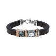 Pulsera Platadepalo plata bronce cuero - CB134A
