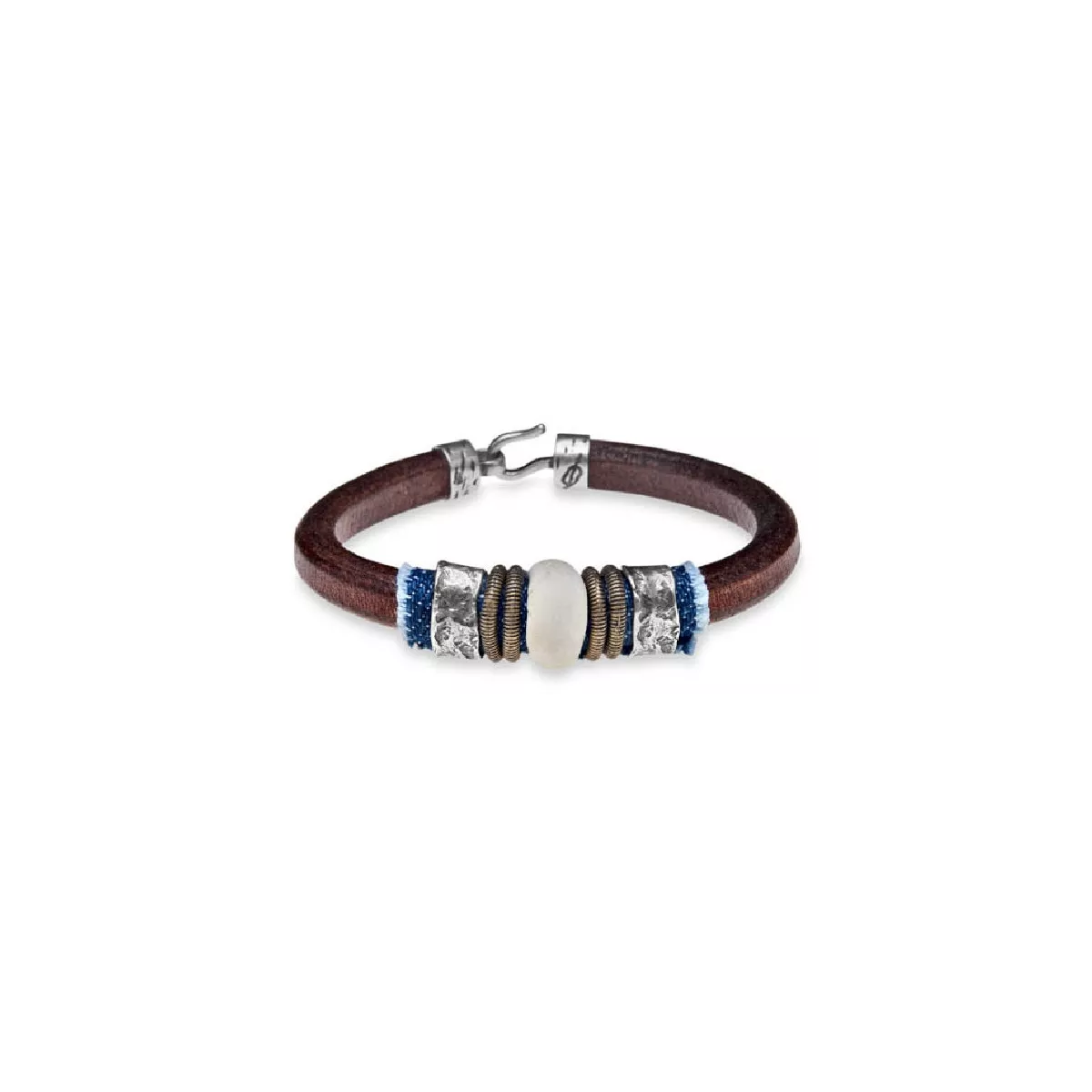 Pulsera Platadepalo plata cuero tejano - CB25D