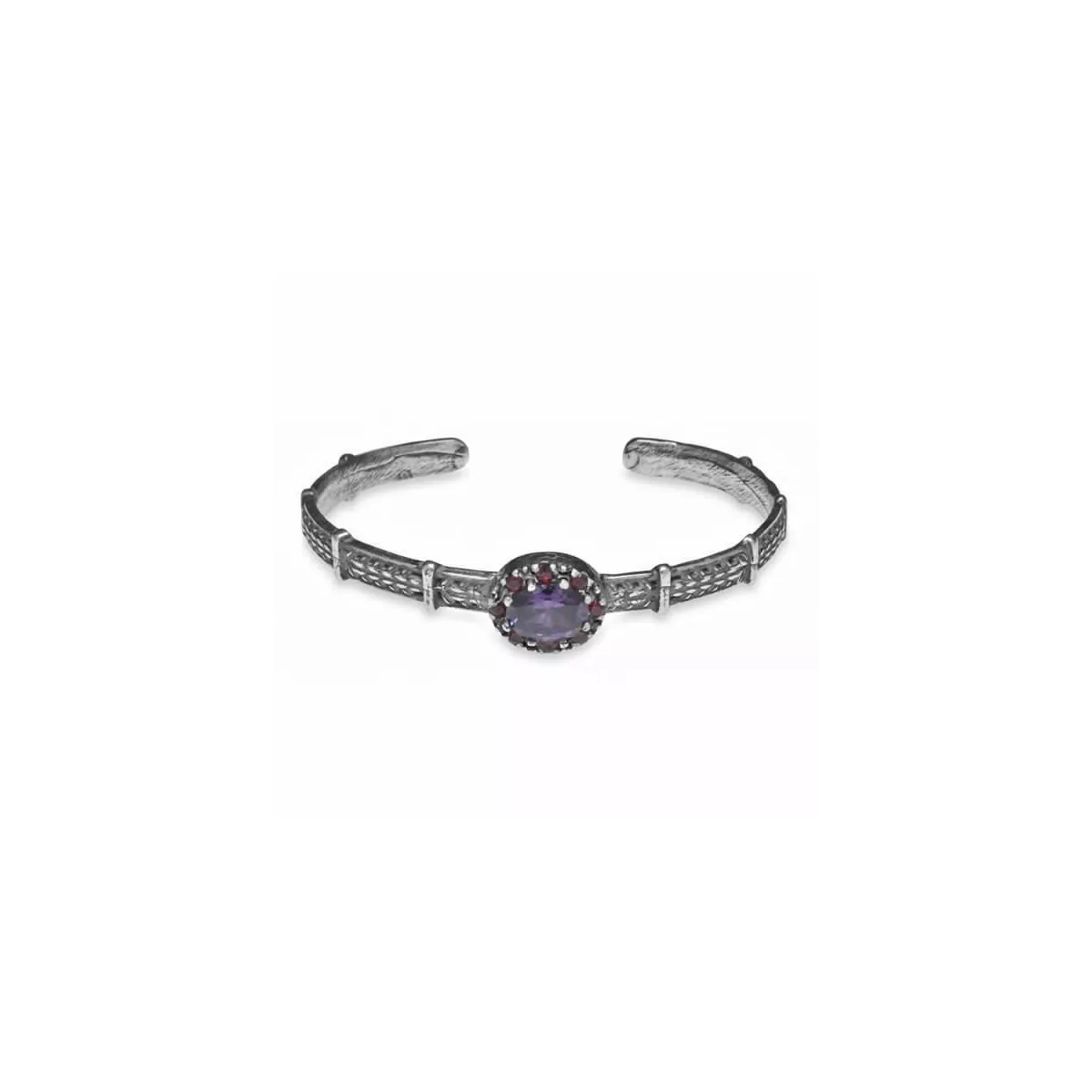 Pulsera Platadepalo plata circon lila - CB31A