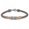 Pulsera Platadepalo plata bronce cuero - CB37E Pulsera Platadepalo plata bronce cuero - CB37E