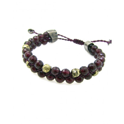 Polsera Platadepalo plata granat - H5B