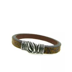 Pulsera Platadepalo plata cuero - L29D