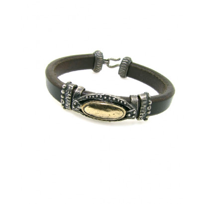 Polsera Platadepalo plata-or cuir - L36D