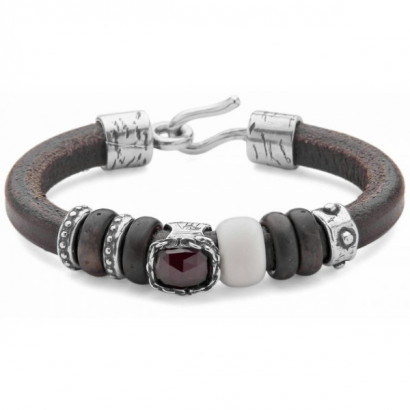 Polsera Platadepalo plata granat os fusta - L3P
