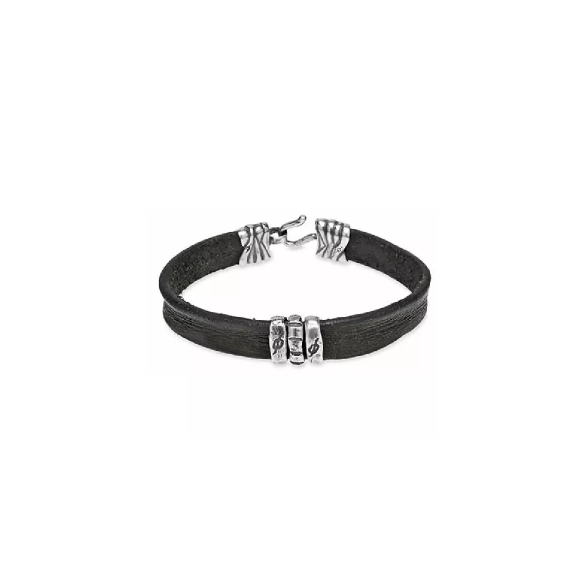 Pulsera Platadepalo plata cuero - MB30C