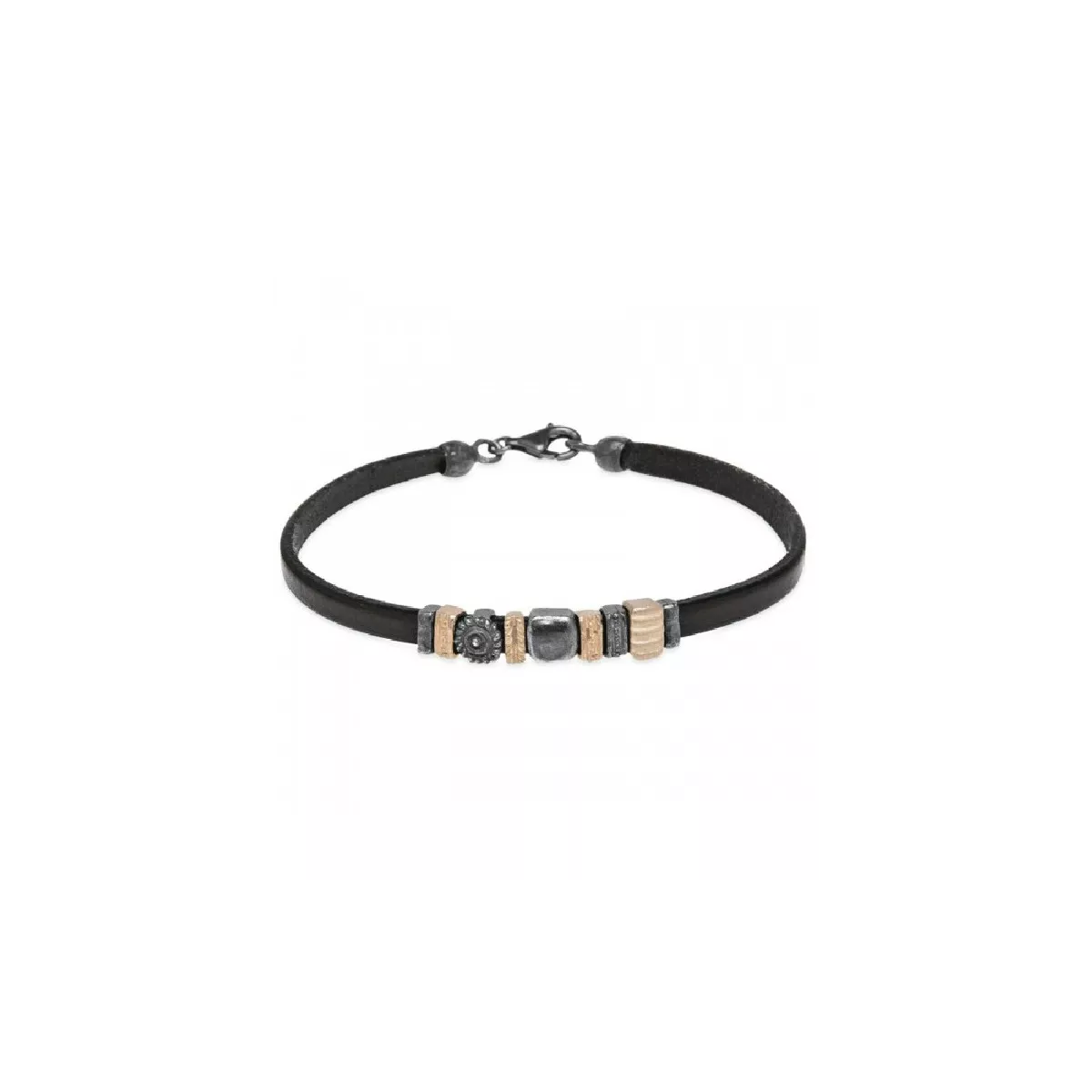 Pulsera Platadepalo plata bronce cuero - MB40A