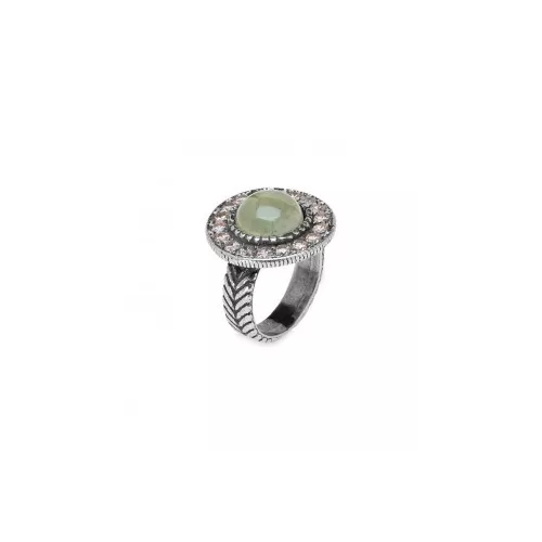 Anillo Platadepalo plata prehnita circon - CR42B