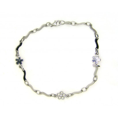 Polsera or blanc 18klts 3 flors brill.
