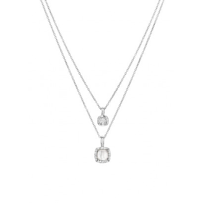 Colgante ti sento doble circon 42cm - 3867MW/42