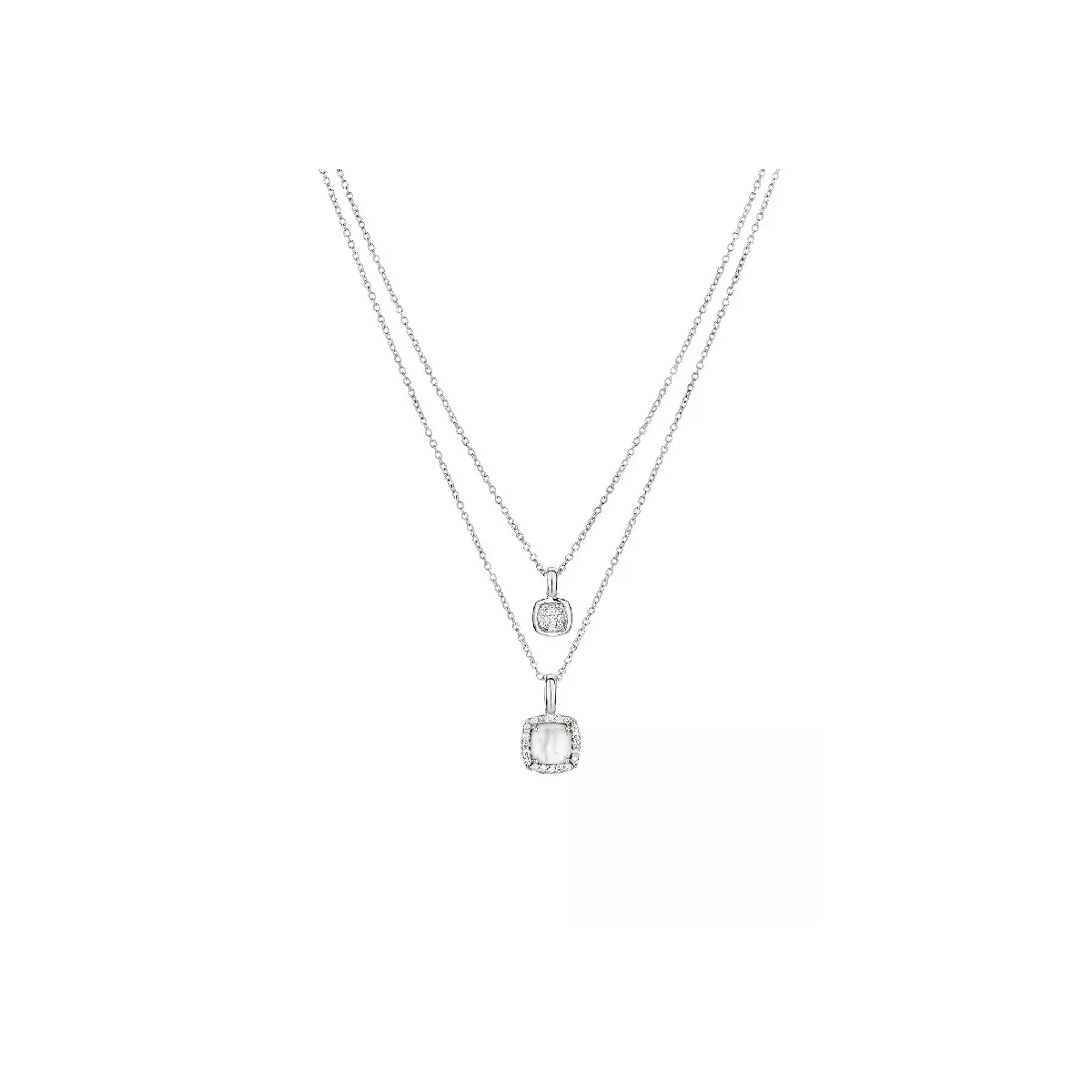 Colgante ti sento doble circon 42cm - 3867MW/42