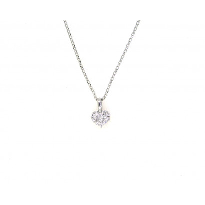 Colgante oro blanco 18k corazon brill.y cadena  - 501532C