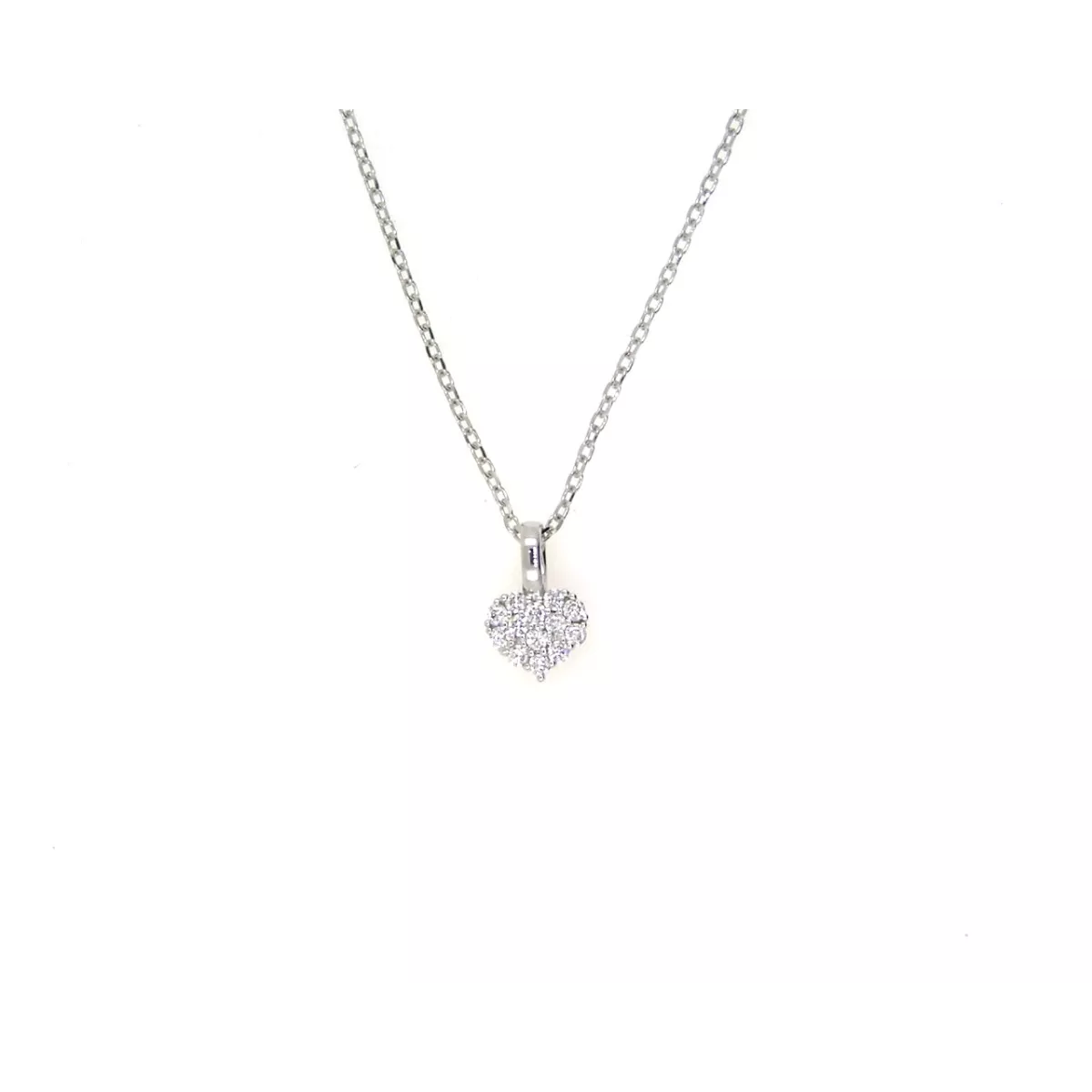 Colgante oro blanco 18k corazon brill.y cadena  - 501532C