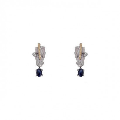 Arracades Miquel Sarda plata or safir - P17676