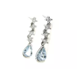 Pendientes oro blanco brillantes y aguamarina  - RMP-05087