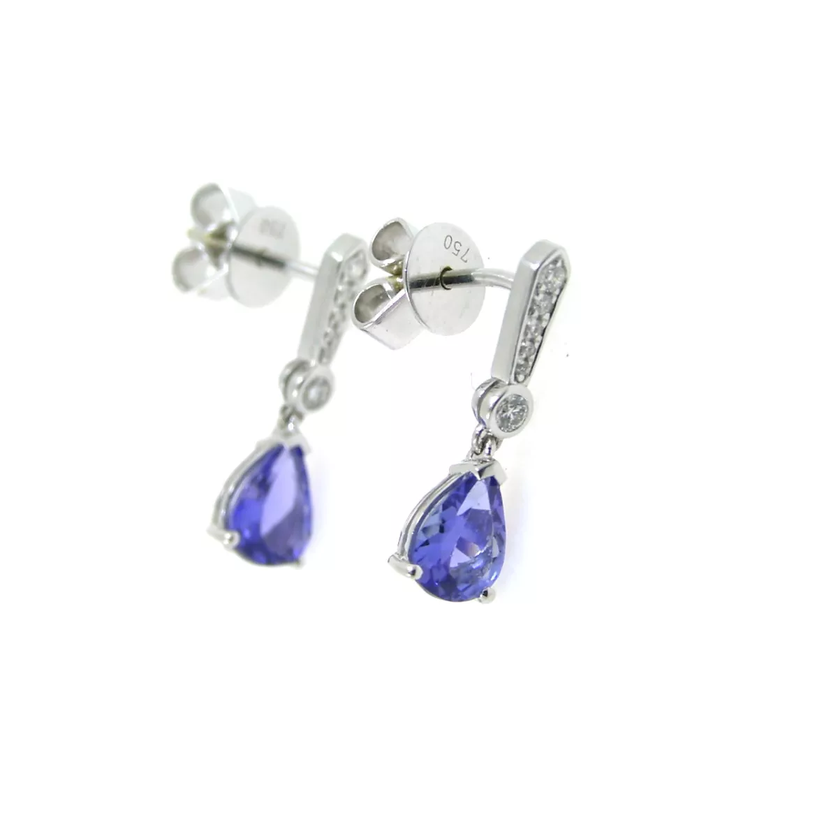 Pendientes oro blanco brillantes y tanzanita - RMP-05081