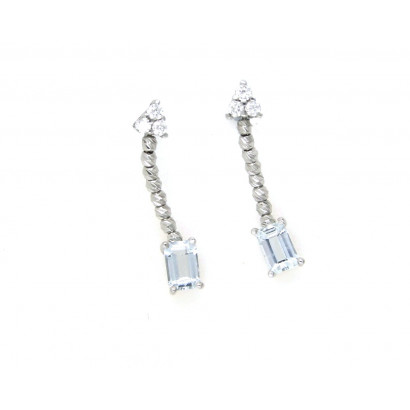 Arracades or blanc brillants i aigua marina - 02-183892