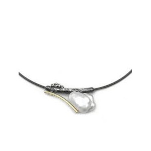 Collar labruixeta plata or i perla - BRU1958CCB
