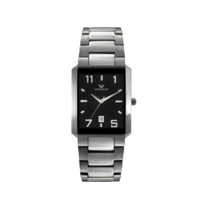 Rellotge viceroy quadrat esfera negra cadena acer - 47569-55