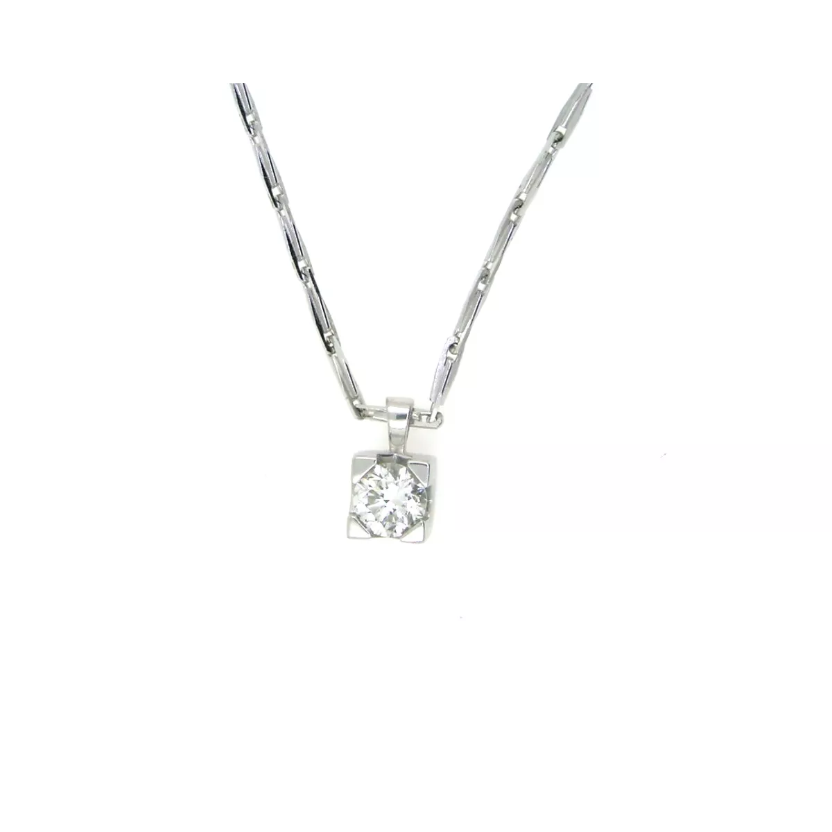 Colgante oro blanco 18klts 1 brill-0.50k con cadena  - P.GC-051