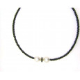 Colgante cable oro y acero rigido perla y brillantes - G-10830 Colgante cable oro y acero rigido perla y brillantes - G-10830
