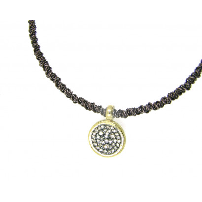 Colgante oro amarillo brillantes brown cable marron - PU-40766