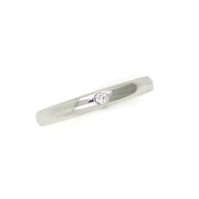 Anell or blanc 18k atmetllat 2.7mm 1brillant - AL0128B