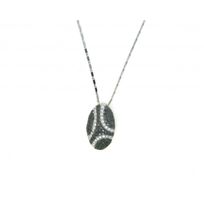 Penjoll oval or blanc 18k bri.negres 0.50k - F66/01705CG