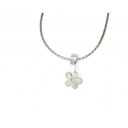 Penjoll flor or blanc 18k 1brillant i  cadena - GAR0710256.2